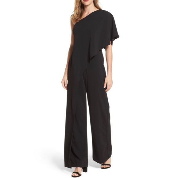 adrianna papell flutter one shoulder jumpsuit